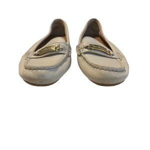 Calvin Klein Women's Lunasi Whitebone Pebbled Leather Driving Moccasins Loafers